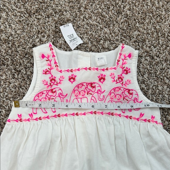 Gap Kids White and Pink Elephant Embroidered Kids Dress 4 - Picture 5 of 8